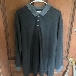 Vintage Men's Black and Blue Checkered Polo Shirt